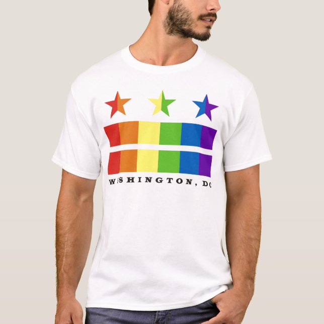 Camiseta Arco-íris da bandeira da C.C. com texto (Frente)