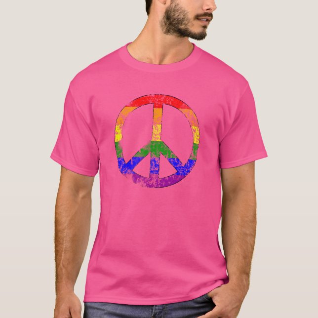 Camiseta Arco-íris da Paz Angustiado (Frente)