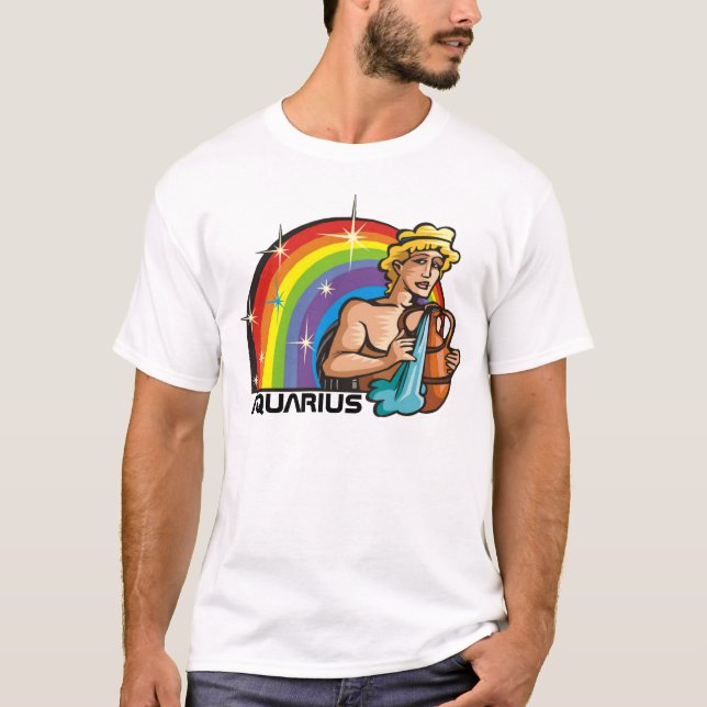 Camiseta Arco-Íris de 1980 com Homem Aquário com Vaso d'águ (Frente)