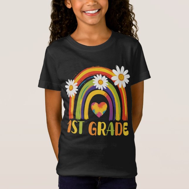 Camiseta Arco-Íris de 1rua de volta para o professor (Frente)