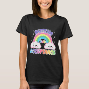 Camiseta Arco-íris de Aceitação Pro Autismo Com Símbolo de