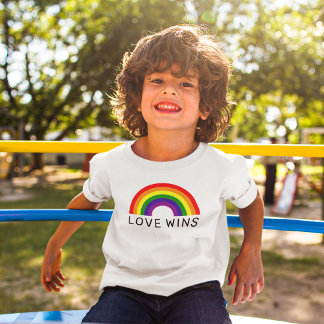 Camiseta Arco-íris de Amor Vence Crianças Branco