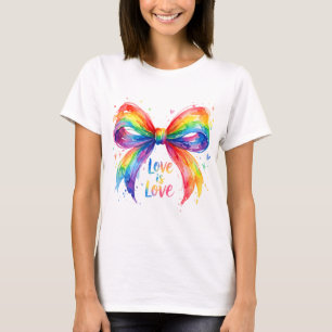 Camiseta Arco-íris de Aquarela Orgulho "O Amor é Amor"