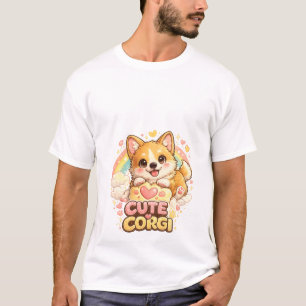 Camiseta Arco-Íris de Cachorrinho Corgi Adorável –