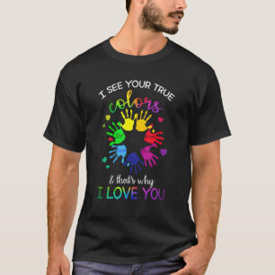 Camiseta Arco-íris de Conscientização do Autismo Vejo suas