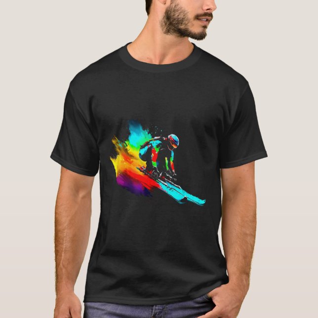 Camiseta Arco-Íris de Corrida de Esqui (Frente)