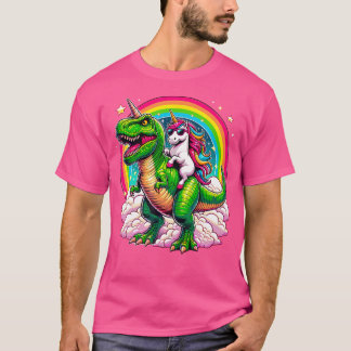 Camiseta Arco-Íris de Dinossauro T-Rex do Unicorn