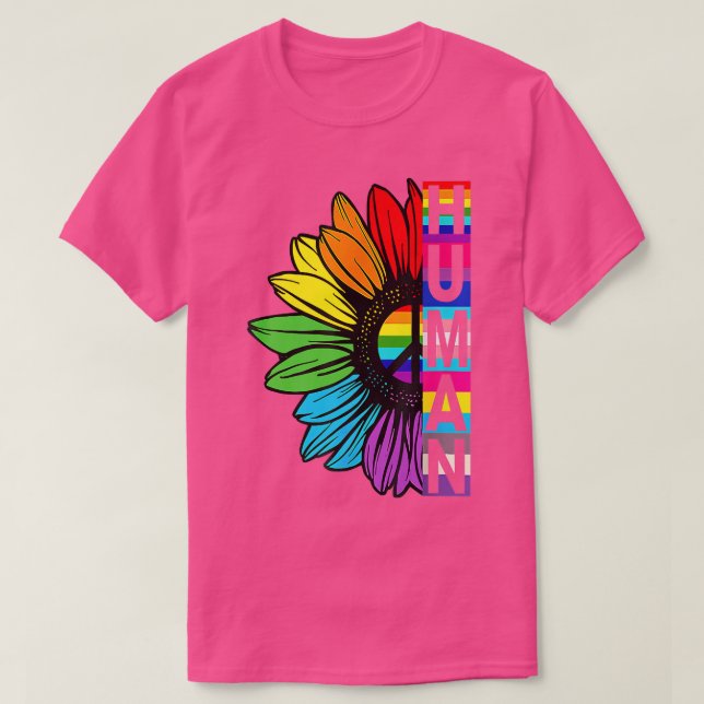 Camiseta Arco-Íris de Girassol Humano Premium (Frente do Design)
