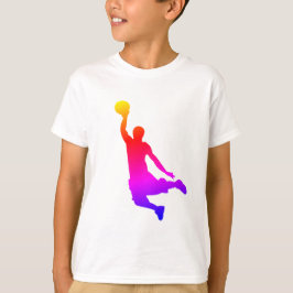 Camiseta Arco-Íris de Jogador de Basquete com Ilustração Si