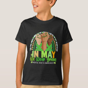 Camiseta Arco-Íris De Mão Em Maio Eu Visto Verde Para Saúde