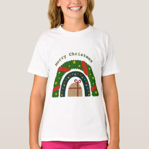 Camiseta Arco-Íris De Natal Com Presente
