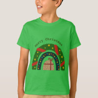 Arco-Íris De Natal Com Uma Camisa-T Presente