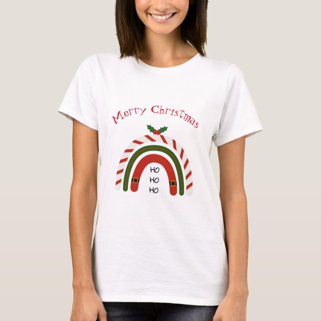 Camiseta Arco-Íris de Natal Deixe nevar (Frente)