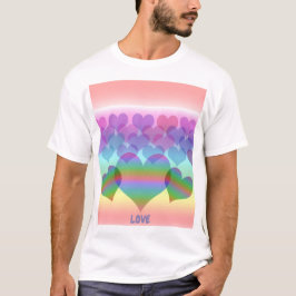 Camiseta Arco-Íris de Pastel Inclusivo de Corações e Amor