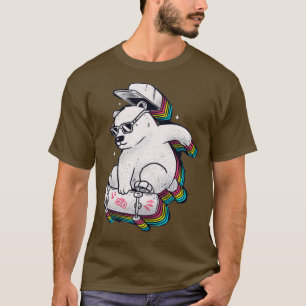 Camiseta arco-íris de patinagem de urso polar