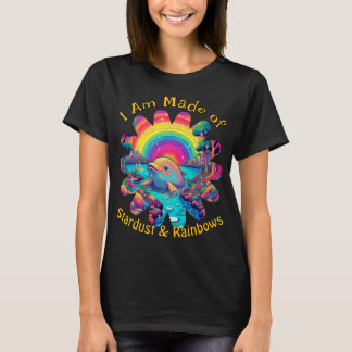 Camiseta Arco-íris de Poeira Estelar Golfinhos Vibrações Ps