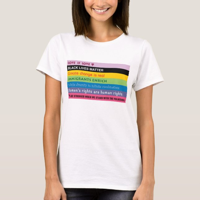 Camiseta Arco-íris de slogan progressivos (Frente)