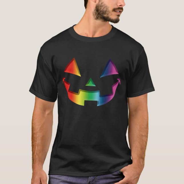 Camiseta Arco-íris do Dia das Bruxas (Frente)