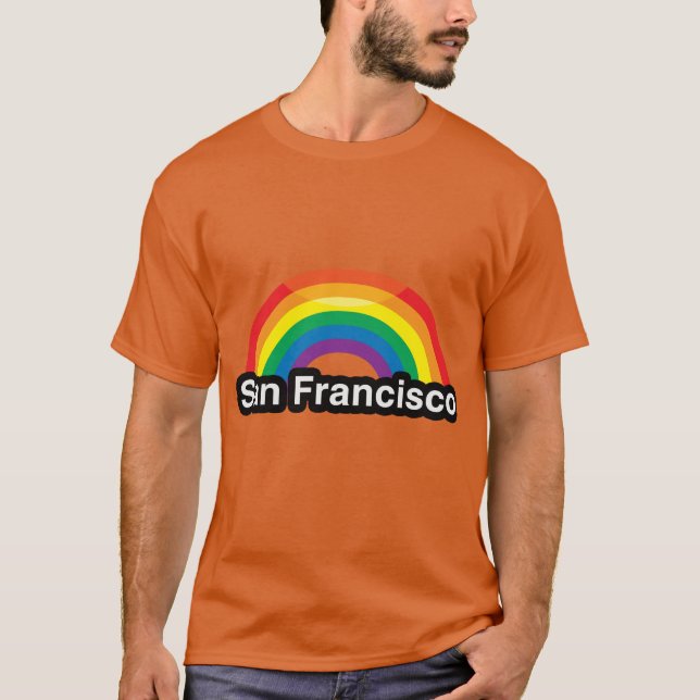 CAMISETA ARCO-ÍRIS DO ORGULHO DE SAN FRANCISCO LGBT - .PNG (Frente)