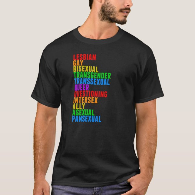Camiseta Arco-íris do orgulho gay de LGBTQQIAAP (Frente)