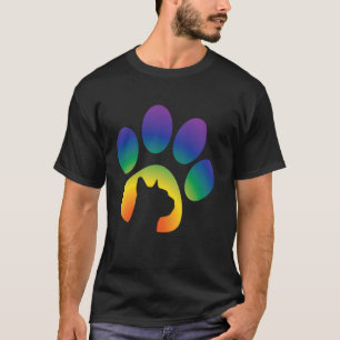 Camiseta Arco-íris do orgulho impressão de pata com silhuet