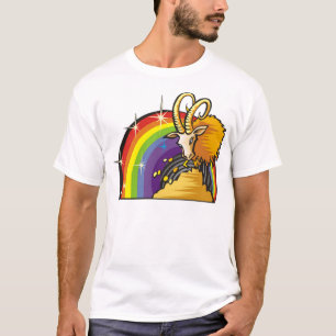 Camiseta arco-íris dos anos 80 com cabra do Capricórnio