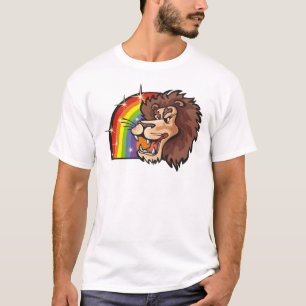 Camiseta arco-íris dos anos 80 com leão de Leo
