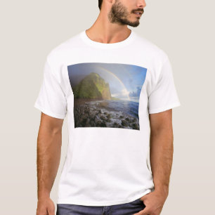Camiseta Arco-íris duplo sobre as falésias do Norte