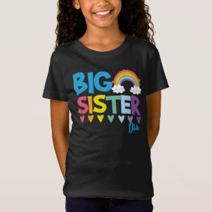 Camiseta Arco-íris e corações coloridos da irmã mais ve