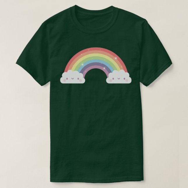 Camiseta Arco-Íris e Nuvens Cutes (Frente do Design)