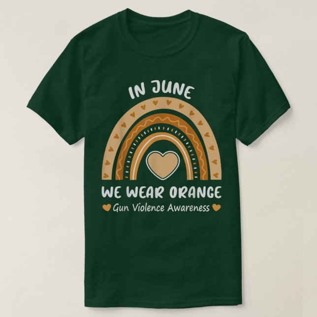 Camiseta Arco-Íris Em Junho Vestimos Violência Laranja Cont (Frente do Design)