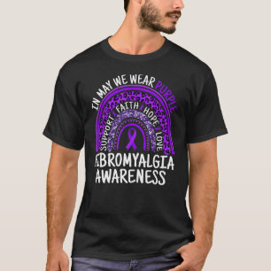 Camiseta Arco-Íris Em Maio Vestimos Fibromialgia Roxa Aware