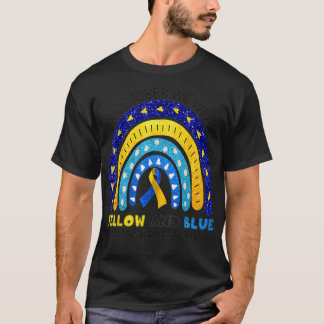 Camiseta Arco-Íris Em Outubro Nós Vestimos Amarelo E Azul S