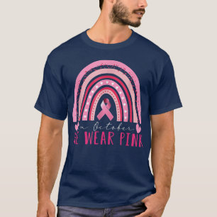 Camiseta Arco-Íris Em Outubro Nós Vestimos Cancer Rosa Em G