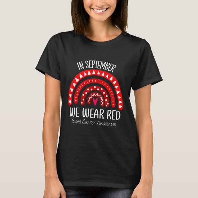 Camiseta Arco-íris Em Setembro Nós Usamos Vermelho Conscien (Frente)