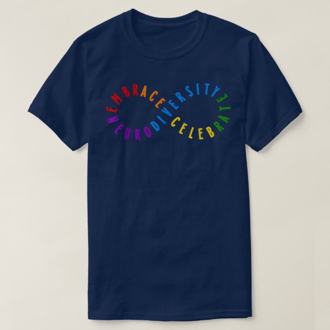 Camiseta Arco-Íris Embrião Neurodiversidade ASD ADHD Autism (Frente do Design)