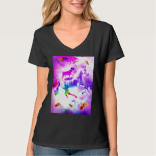 Camiseta Arco-Íris Espacial Pousando Voando Unicórnio Com T