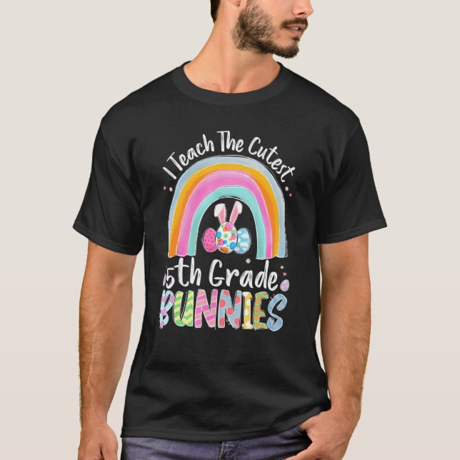 Camiseta Arco-Íris Eu Ensino Coelhinhos Mais Pertos 5 Bunny (Frente)