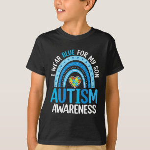 Camiseta Arco-íris Eu Uso Azul Pelo Meu Filho Conscientizaç