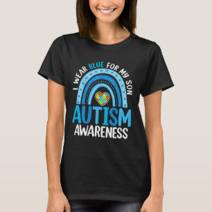Camiseta Arco-Íris Eu Visto Azul Para O Meu Filho Consciênc