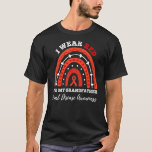 Camiseta Arco-Íris Eu Visto Vermelho Para Meu Avô Doenças C
