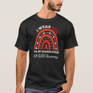 Camiseta Arco-Íris Eu Visto Vermelho Para Meu Avô HIV AIDS