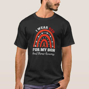 Camiseta Arco-Íris Eu Visto Vermelho Para Meu Filho Doença 