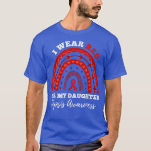 Camiseta Arco-Íris Eu Visto Vermelho Para Minha Filha Sepsi