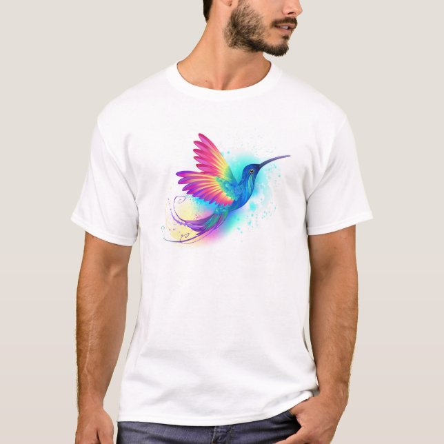 Camiseta Arco-Íris Exótico Hummingbird (Frente)