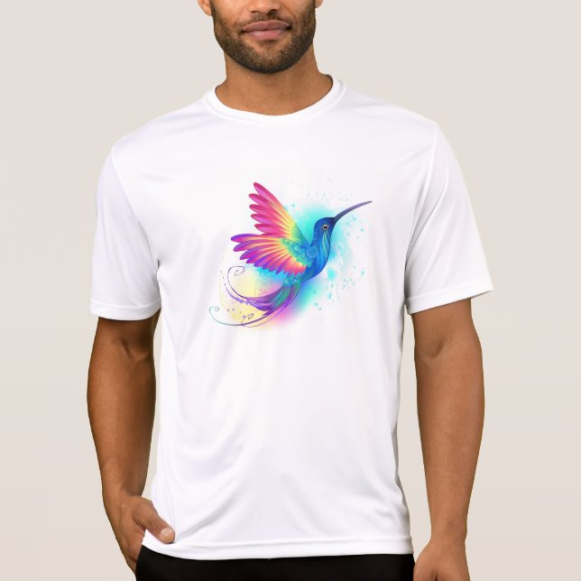 Camiseta Arco-Íris Exótico Hummingbird (Frente)