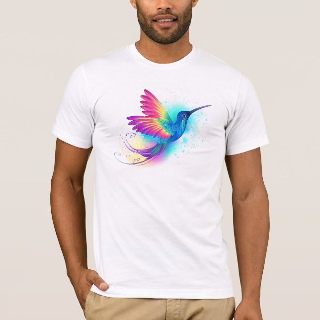 Camiseta Arco-Íris Exótico Hummingbird (Frente)