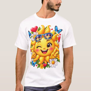 Camiseta Arco-íris Floral Sol Feliz