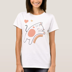 Camiseta Arco-íris Gato Fofo Kawaii