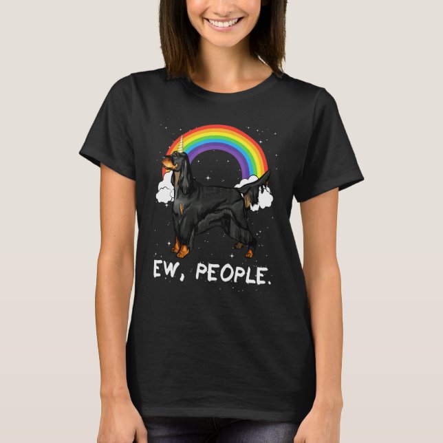 Camiseta Arco-íris Gordon Setter Ew Pessoas Unicórnio Cacho (Frente)